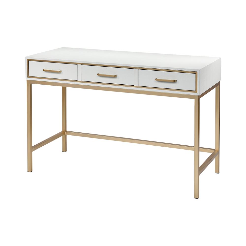 Elk Home 3169-101 Sands Point 3-Drawer Desk in Off-white and Gold in Off-white; Gold