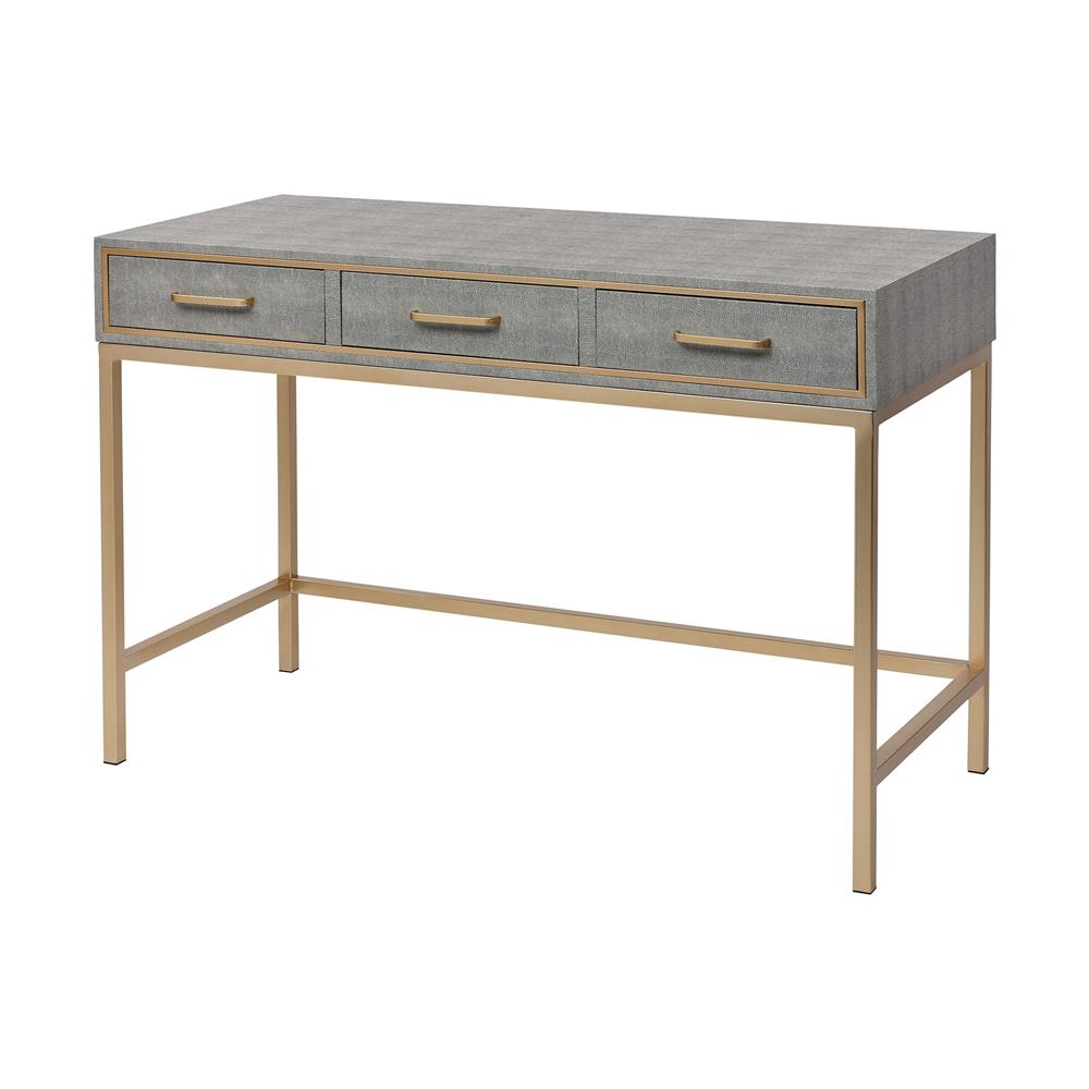Elk Home 3169-101B Sands Point 3-Drawer Desk in Grey and Gold in Grey; Gold