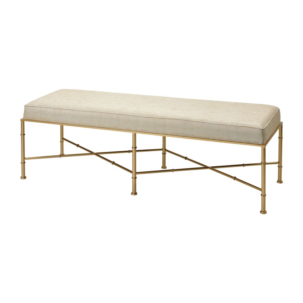 ELK Home 3169-135 Gold Cane Triple Bench in White