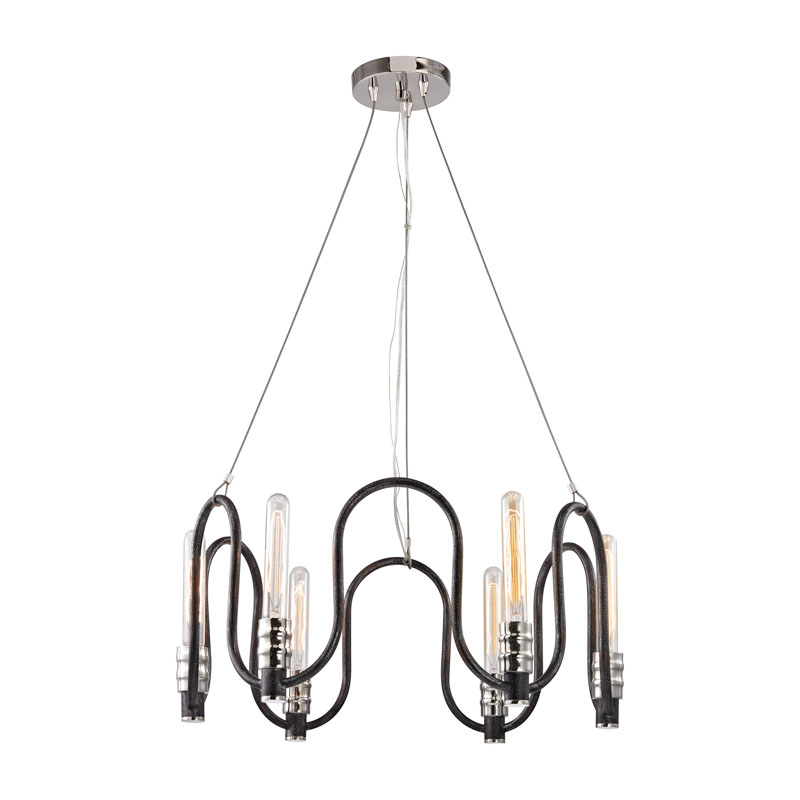 ELK Lighting 31906/6 Continuum 6 Light Chandelier In Silvered Graphite With Polished Nickel Accents