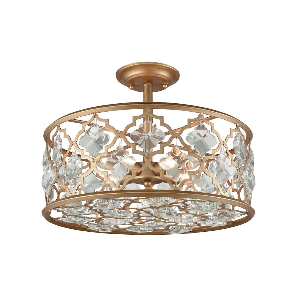 ELK Lighting 32092/4 Armand 4 Light Semi Flush In Matte Gold With Clear Crystal