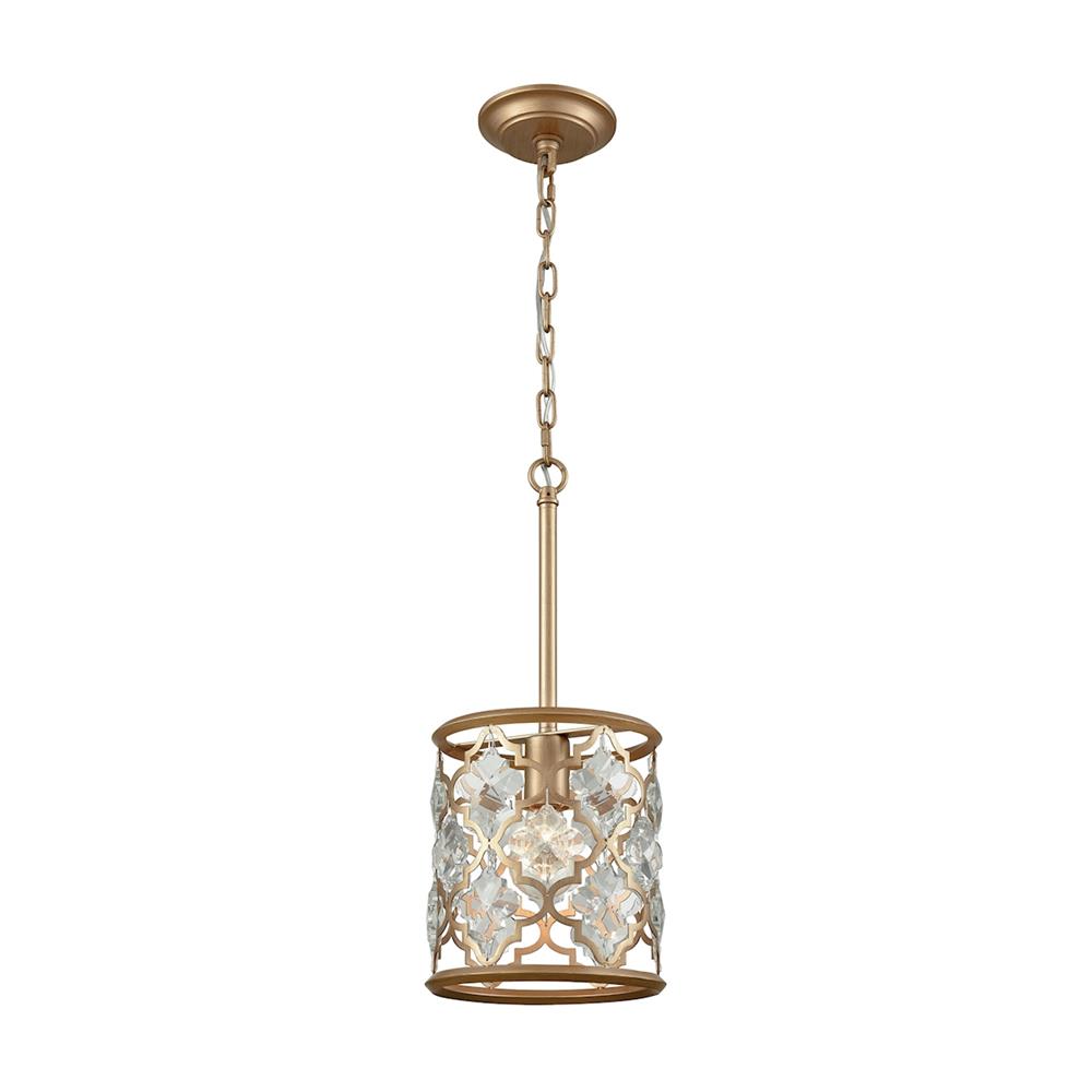 ELK Lighting 32094/1 Armand 1 Light Pendant In Matte Gold With Clear Crystal