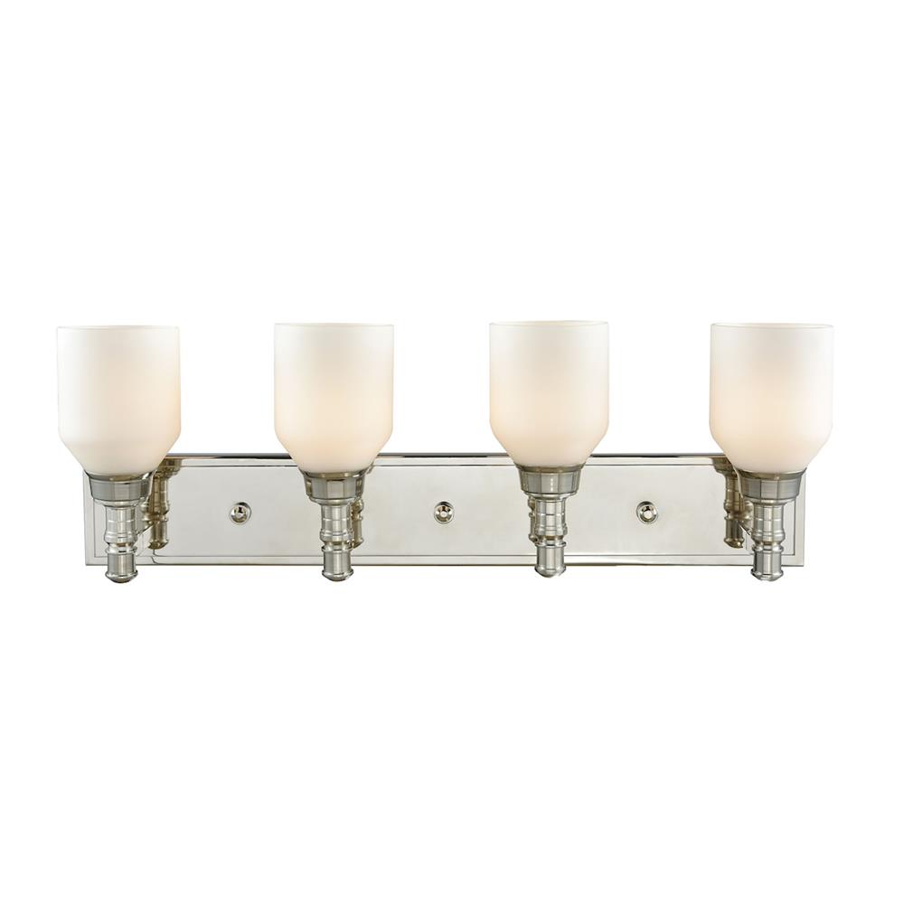 ELK Lighting 32273/4 Baxter 4 Light Vanity In Polished Nickel With Opal White Glass