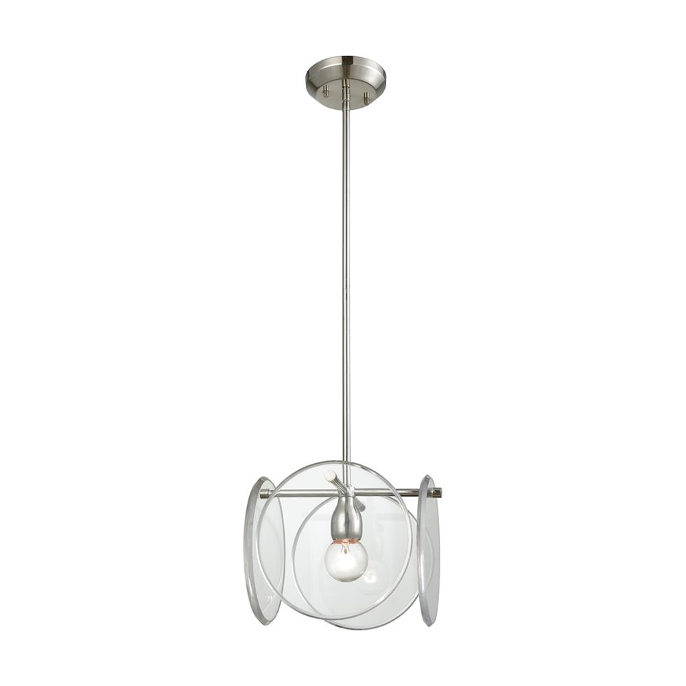 ELK Lighting 32321/1 Disco 1 Light Pendant In Polished Nickel With Clear Acrylic Panels