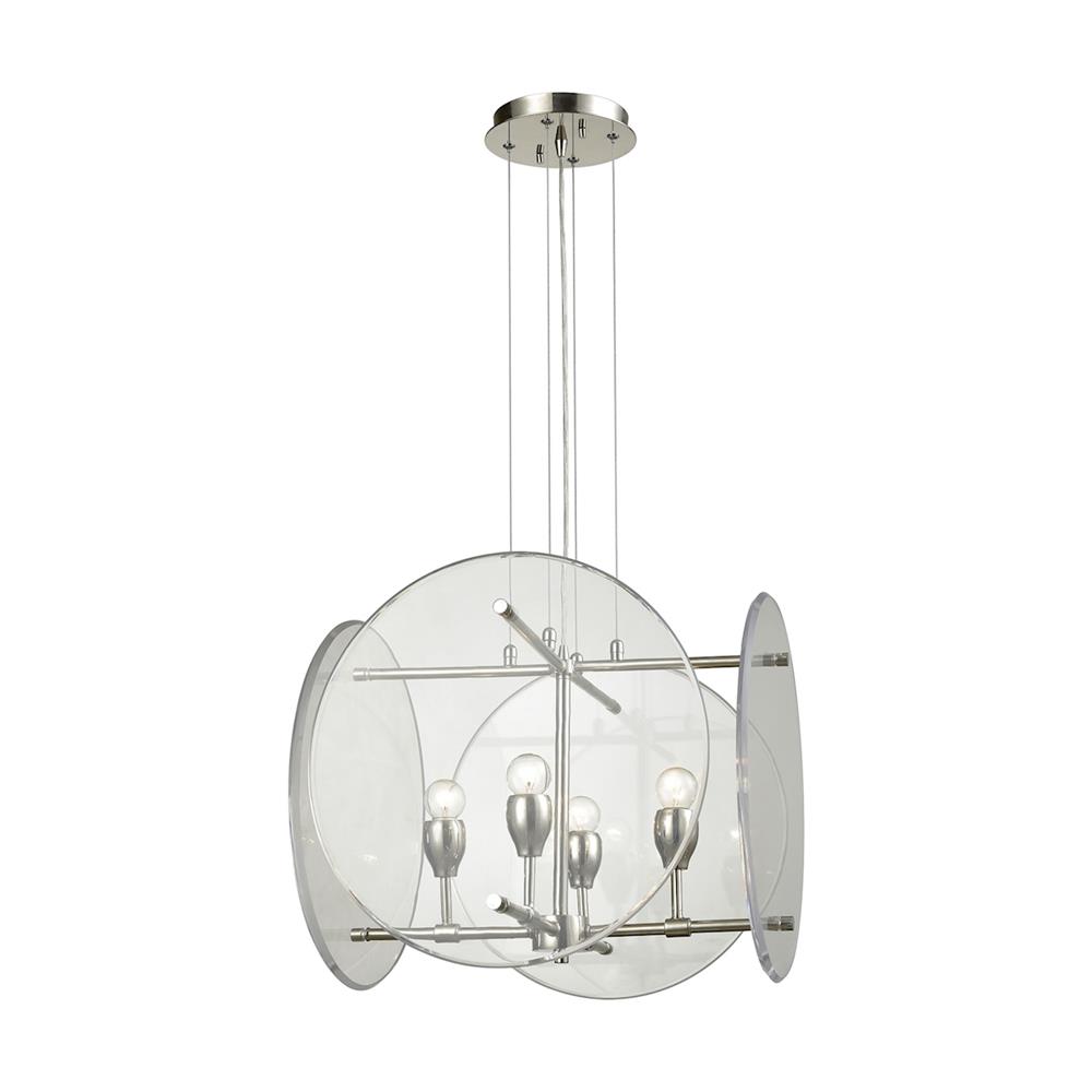 ELK Lighting 32322/4 Disco 4 Light Chandelier In Polished Nickel With Clear Acrylic Panels