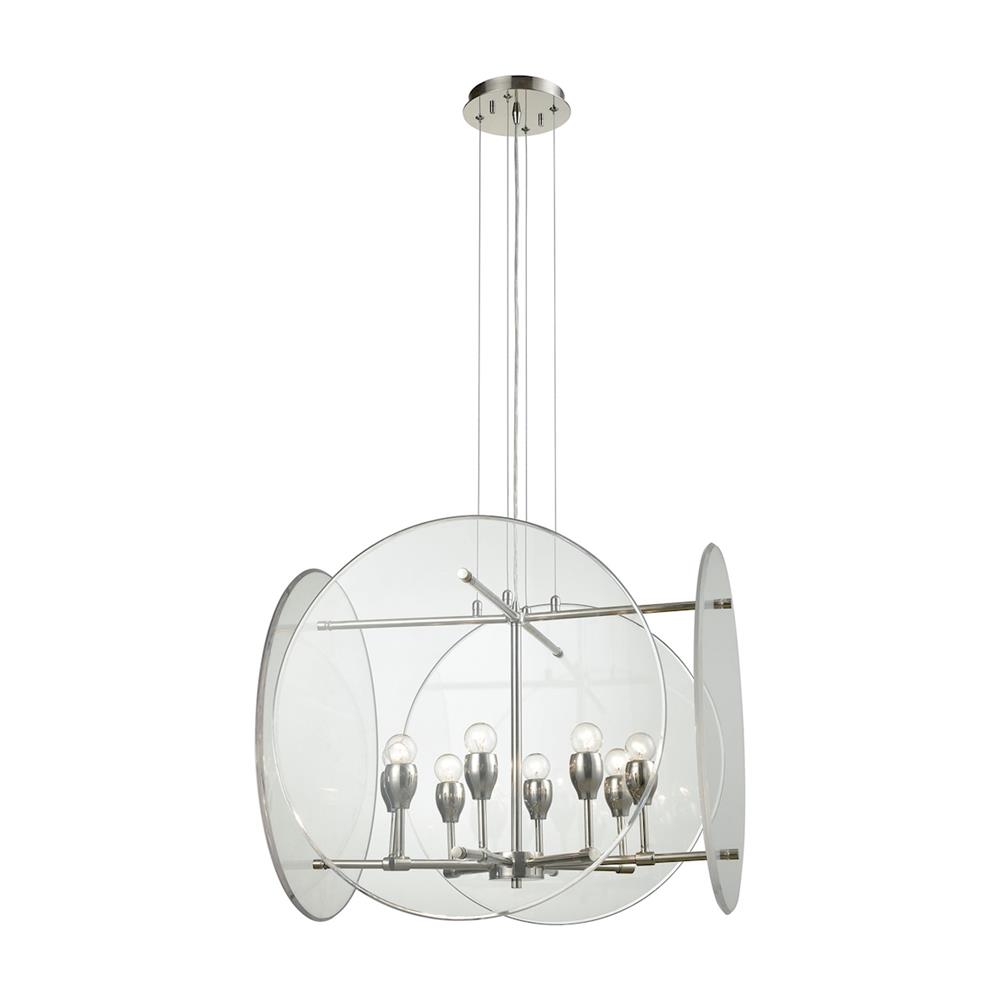 ELK Lighting 32323/8 Disco 8 Light Chandelier In Polished Nickel With Clear Acrylic Panels
