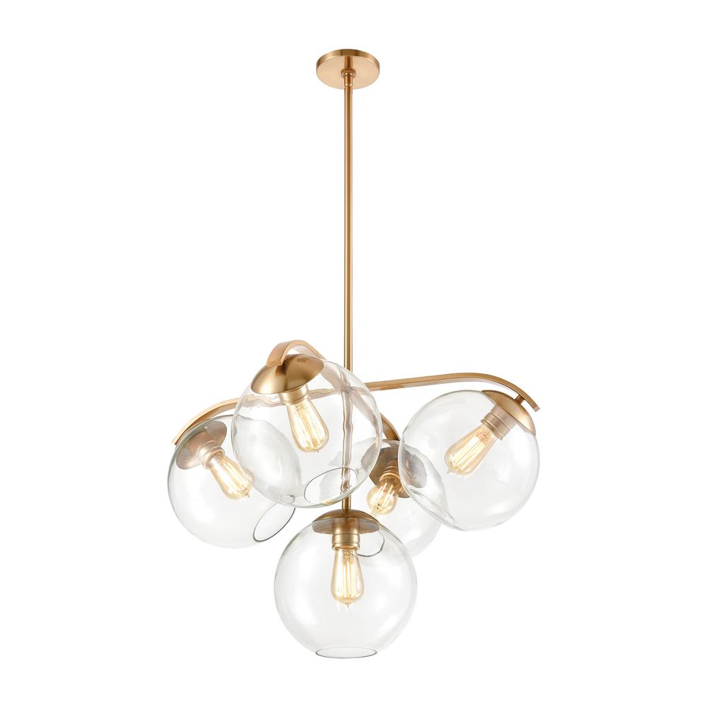 Elk Lighting 32353/5 Collective 5-Light Chandelier in Satin Brass with Clear Glass