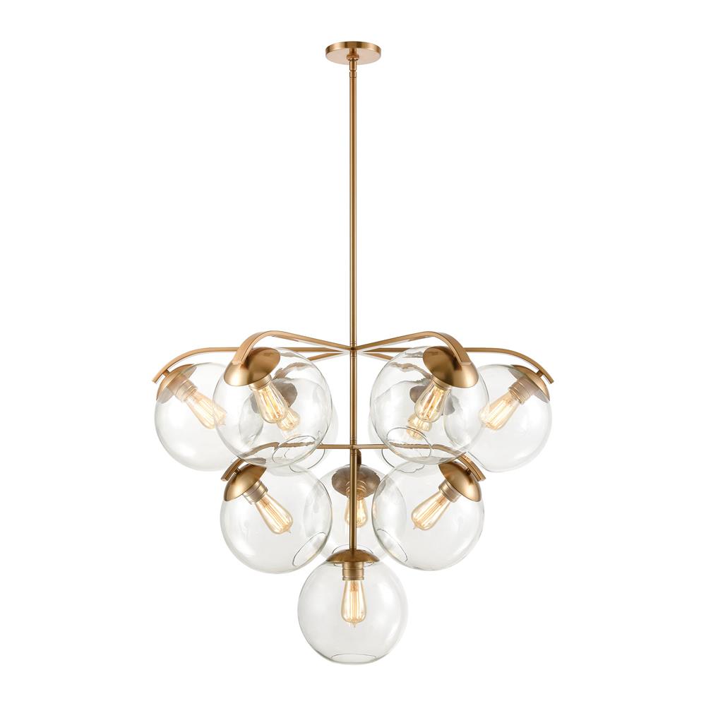 Elk Lighting 32354/10 Collective 10-Light Chandelier in Satin Brass with Clear Glass