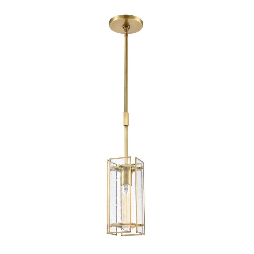 ELK Lighting 32381/1 Hyde Park 1-Light Mini Pendant in Satin Brass with Seedy Glass