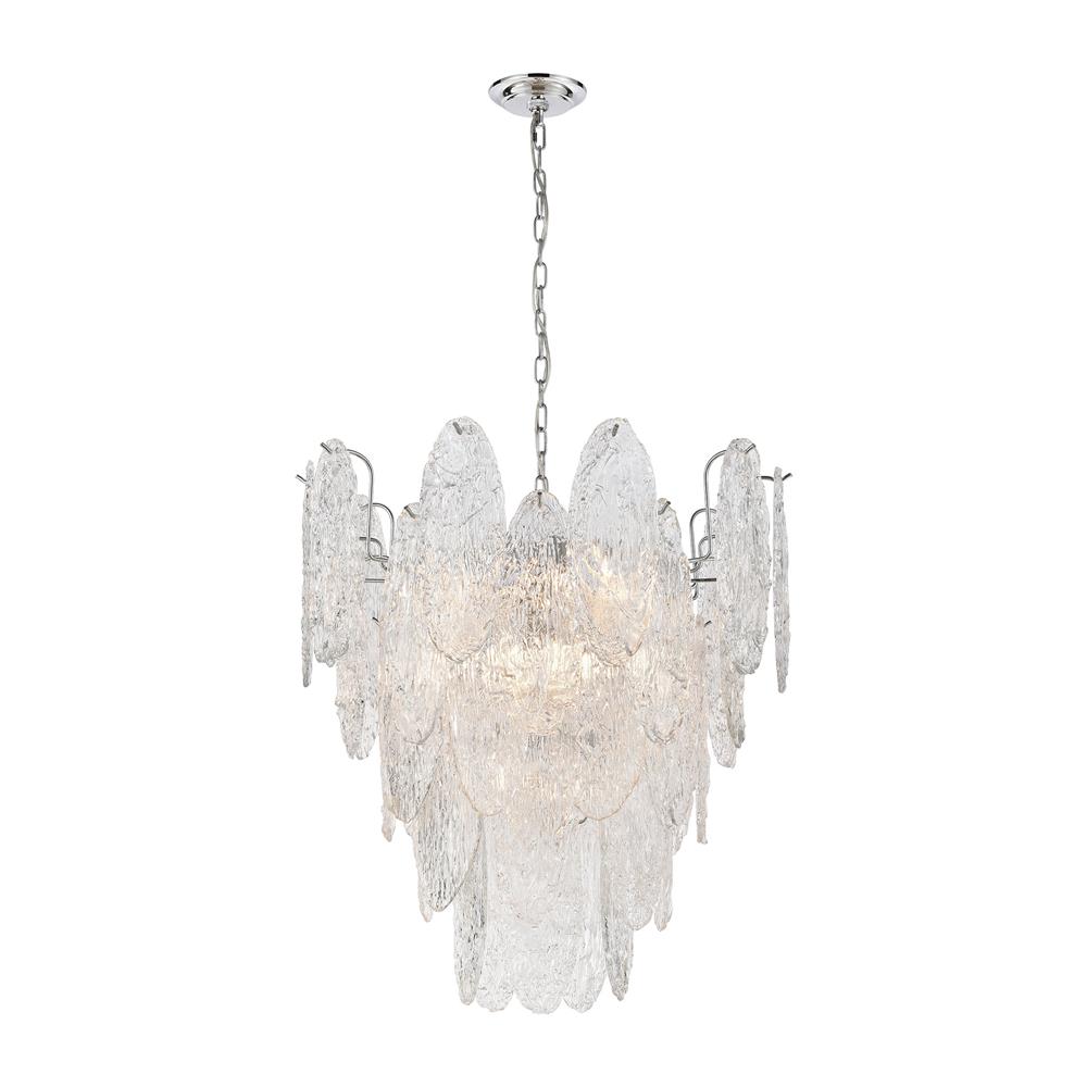 Elk Lighting 32445/9 Frozen Cascade 9-Light Chandelier in Polished Chrome with Clear Textured Glass