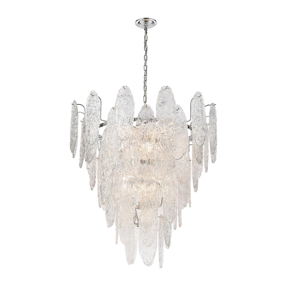 Elk Lighting 32446/13 Frozen Cascade 13-Light Chandelier in Polished Chrome with Clear Textured Glass