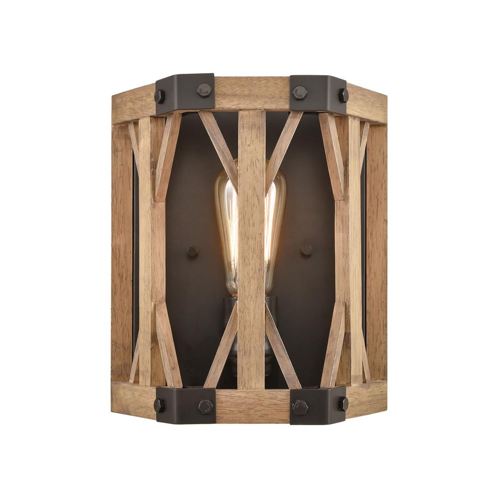 ELK Lighting 33320/1 Structure 1-Light Sconce in Oil Rubbed Bronze and Natural Wood