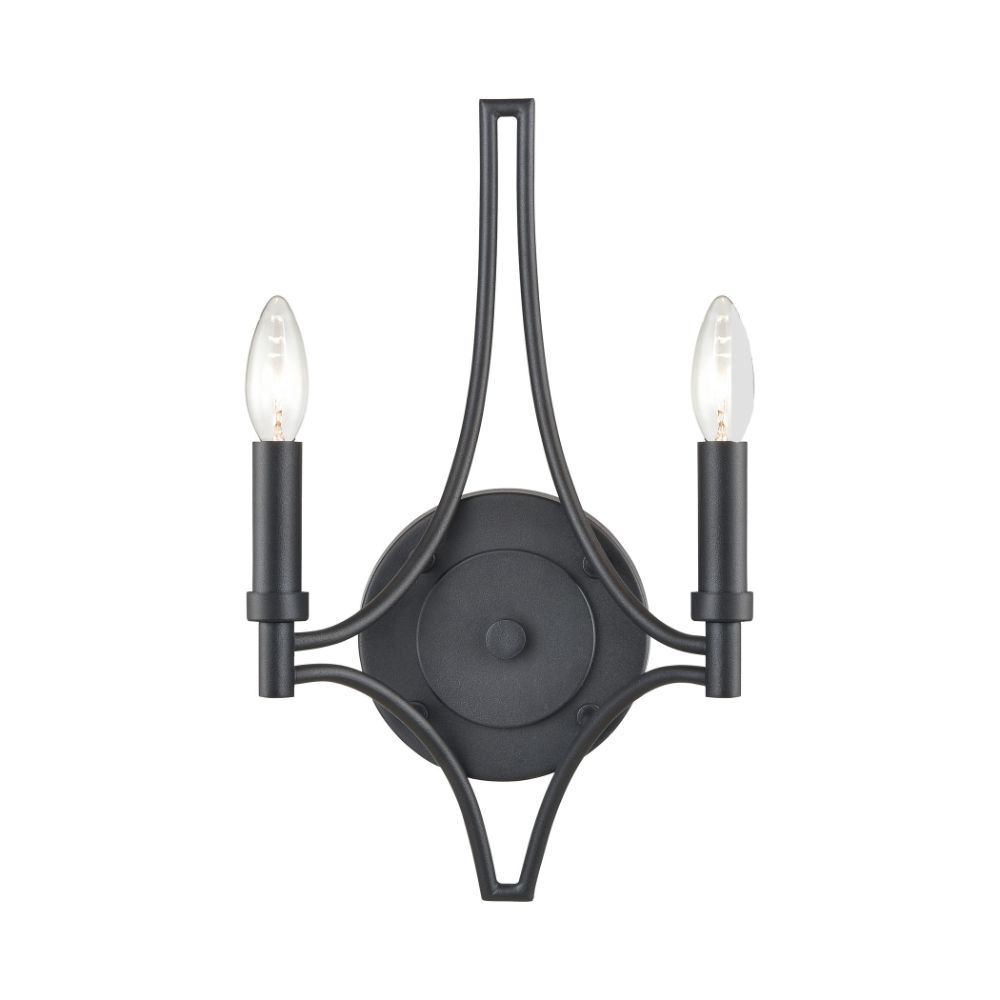 ELK Lighting 33431/2 Sconce in Charcoal, Candle covers: Charcoal, Satin Brass, Satin Nickel