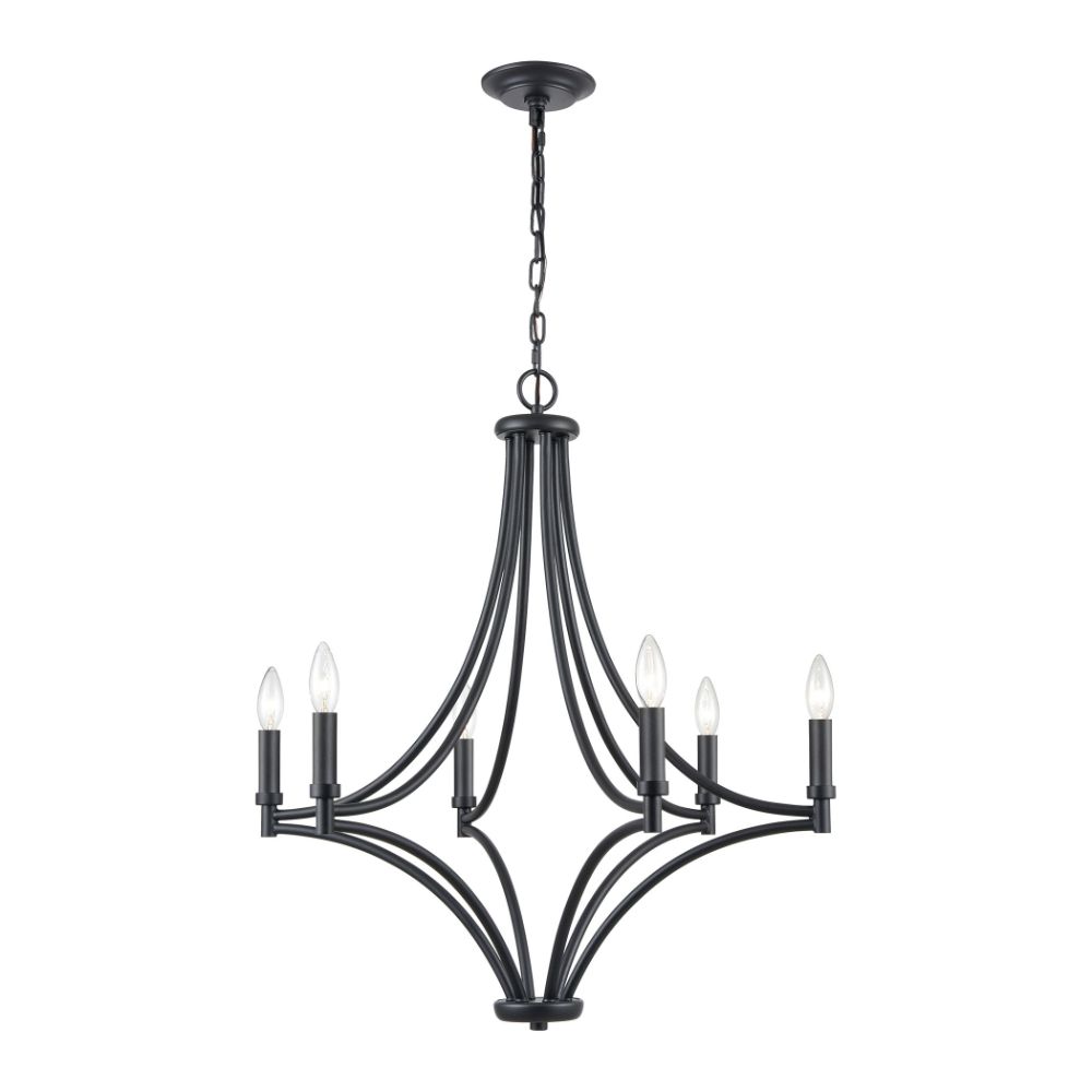 ELK Lighting 33436/6 Chandelier in Charcoal, Candle covers: Charcoal, Satin Brass, Satin Nickel