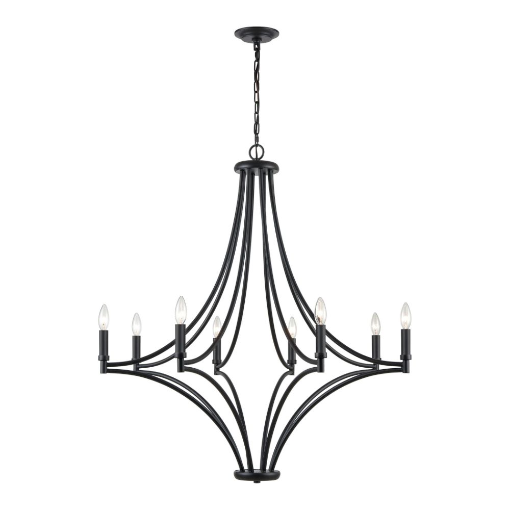 ELK Lighting 33437/8 Chandelier in Charcoal, Candle covers: Charcoal, Satin Brass, Satin Nickel