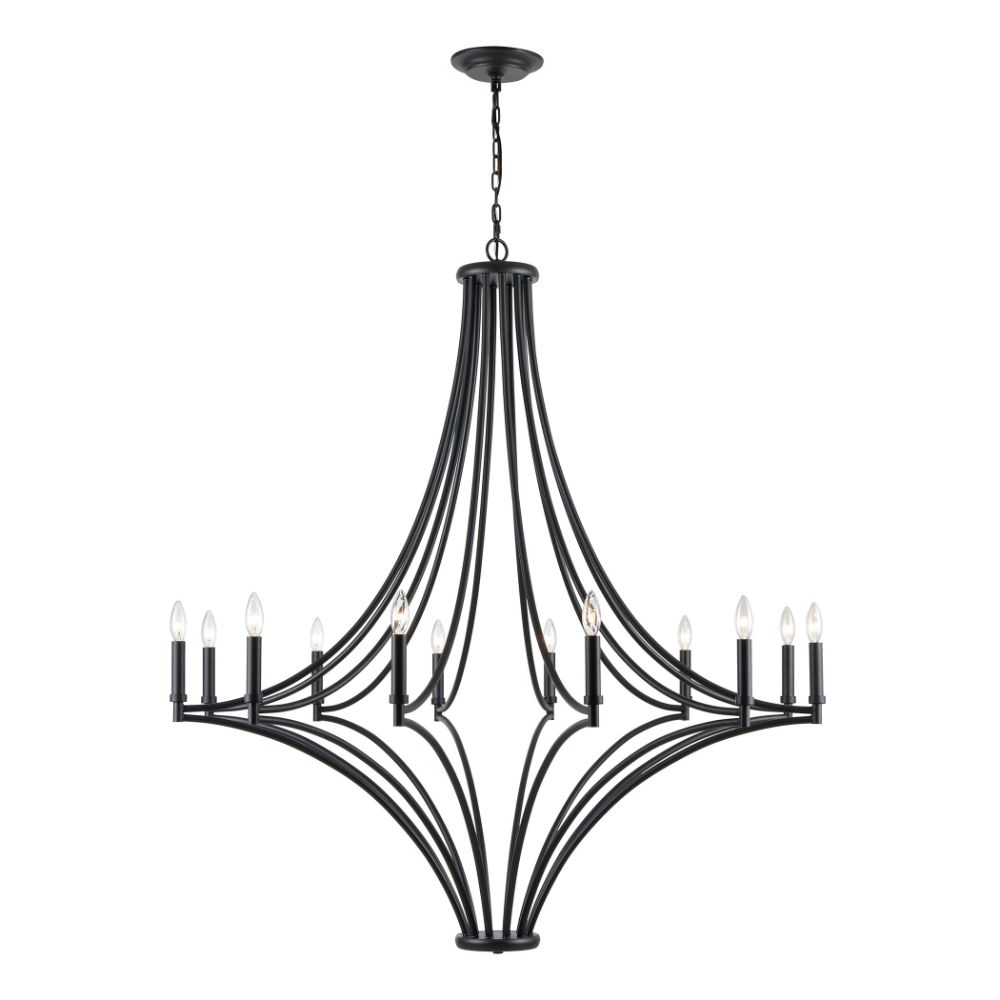 ELK Lighting 33438/12 Chandelier in Charcoal, Candle covers - Charcoal, Satin Brass, Satin Nickel