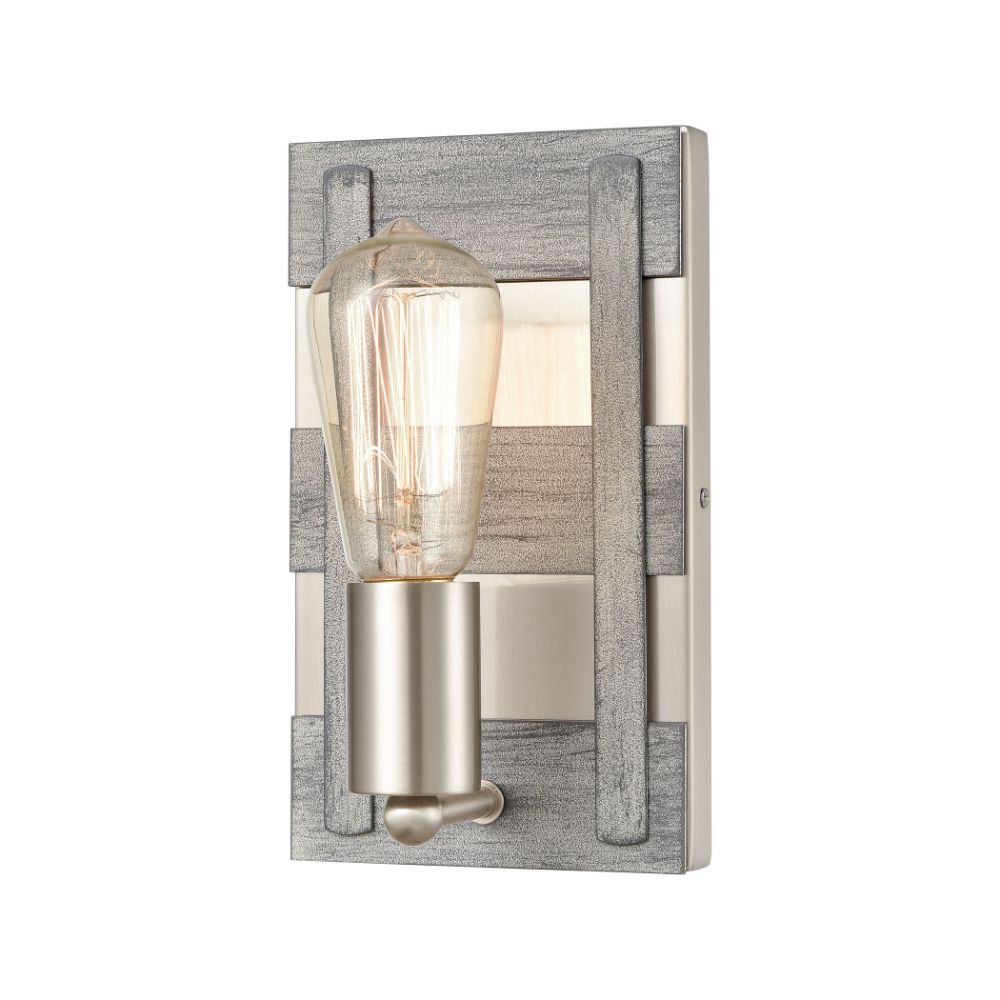 ELK Lighting 33451/1 Vanity Light in Weathered Driftwood, Satin Nickel