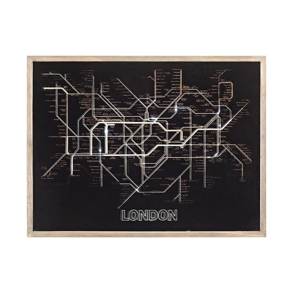 ELK Home 351-10238 Tubetime Grey with Black 24-Inch Wood and Glass London Tubemap Wall Decor 