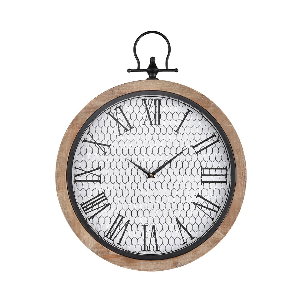 Elk Home 351-10747 Sioux City Wall Clock in Natural Wood; White; Black