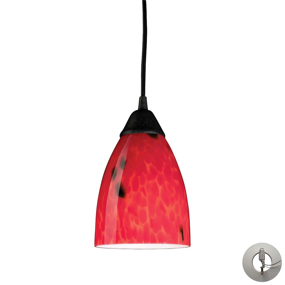 ELK Lighting 406-1FR-LA 1 Light Pendant In Dark Rust And Fire Red Glass With Adapter Kit