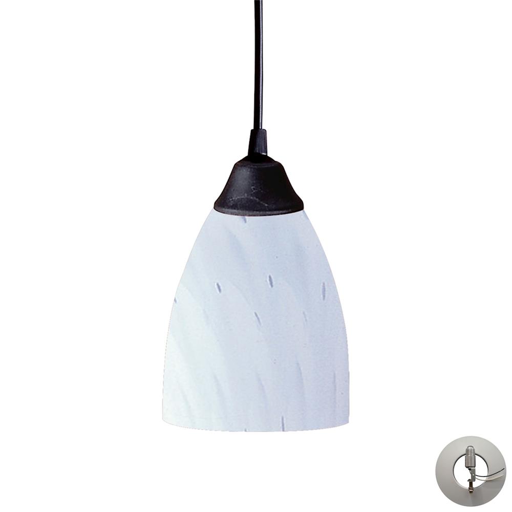 ELK Lighting 406-1WH-LA 1 Light Pendant In Dark Rust And Simply White Glass With Adapter Kit