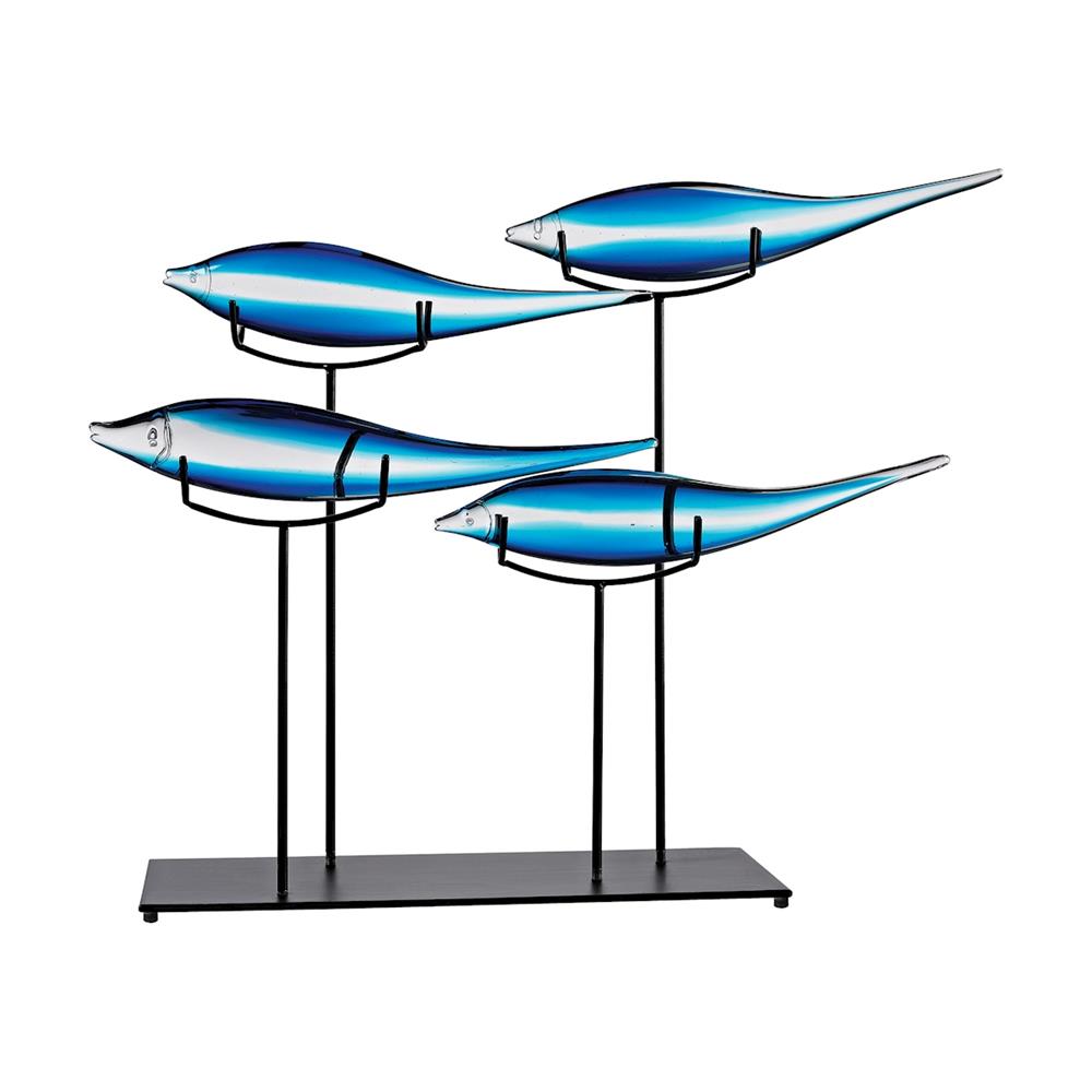 ELK Home 4154-058 Tultui Ice Blue 22-Inch Glass and Metal Table Art - Small