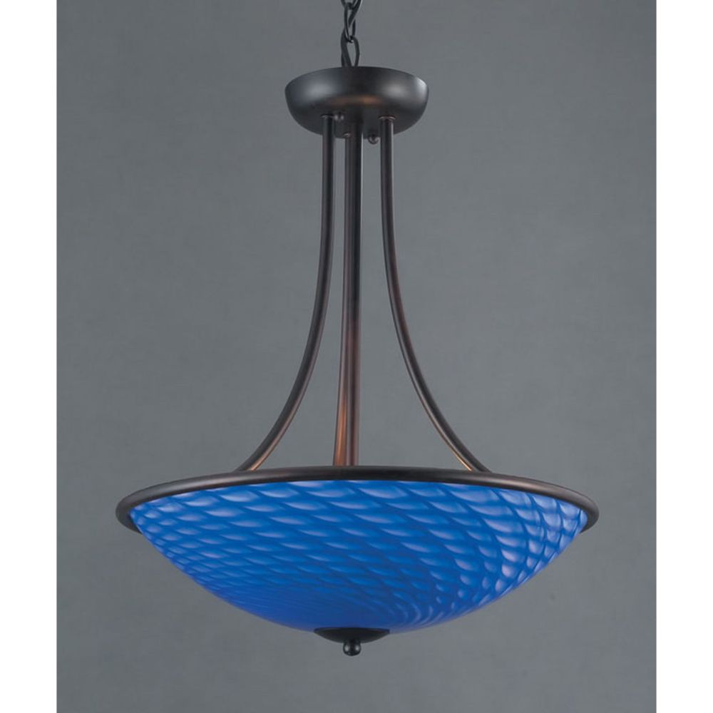 ELK Lighting 418-3S-DR Arco Baleno 3-Light Pendant - Dark Rust with Sapphire Blue