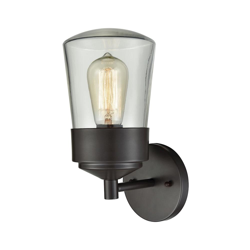 ELK Lighting 45116/1 Mullen Gate 1 Light Outdoor Wall Sconce In Oil Rubbed Bronze With Clear Glass