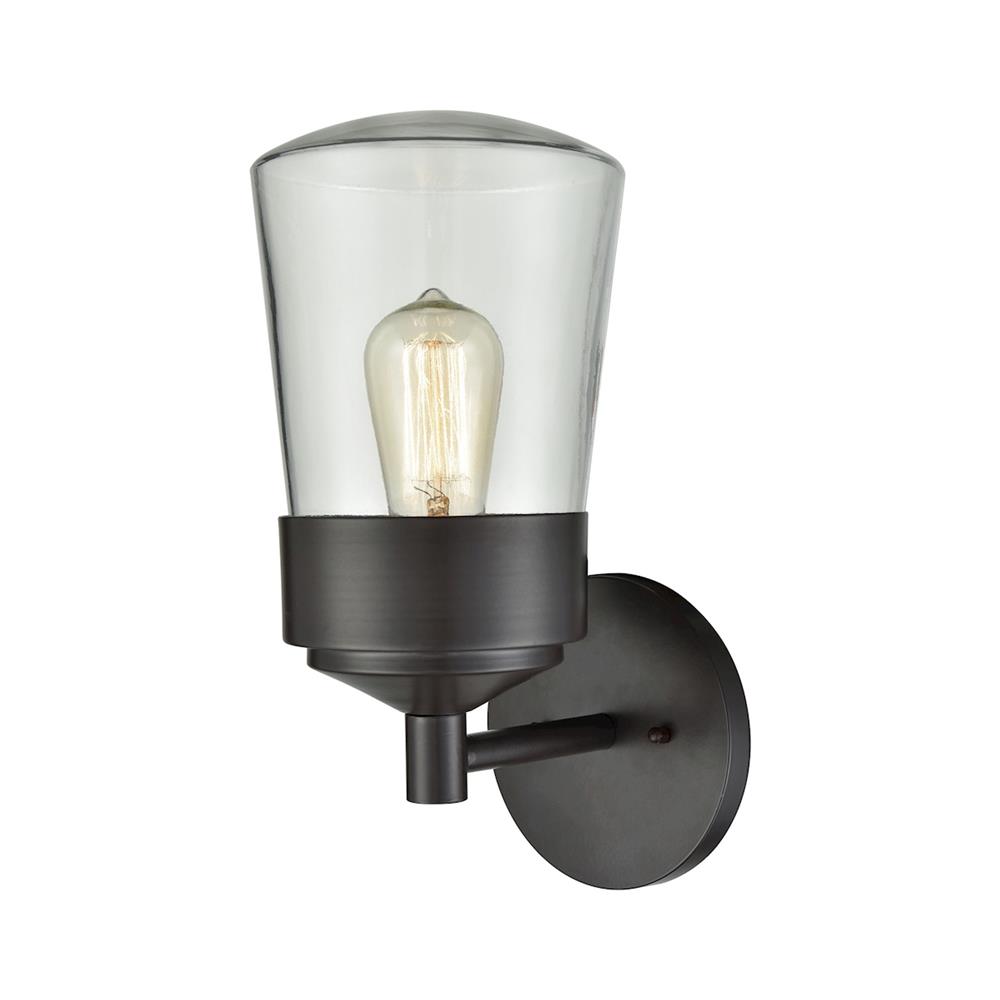 ELK Lighting 45117/1 Mullen Gate 1 Light Outdoor Wall Sconce In Oil Rubbed Bronze With Clear Glass