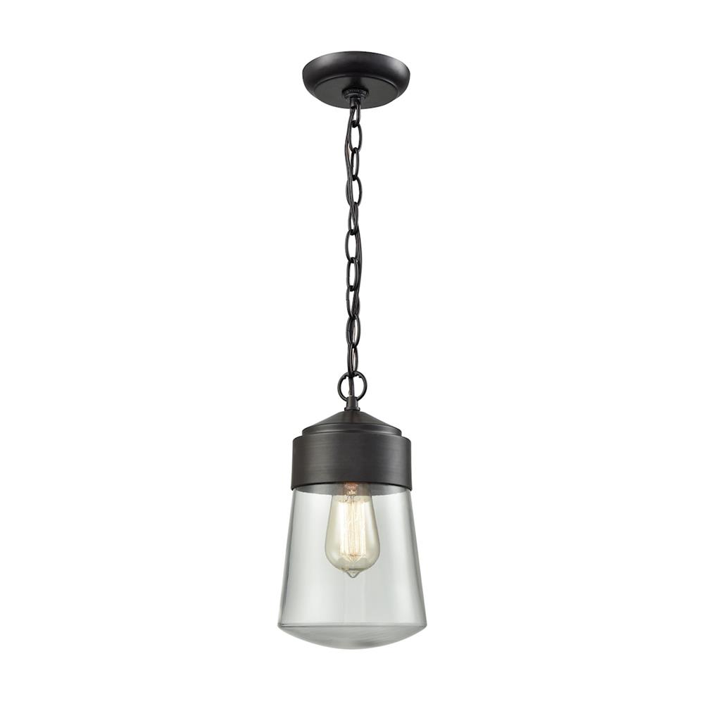 ELK Lighting 45118/1 Mullen Gate 1 Light Outdoor Pendant In Oil Rubbed Bronze With Clear Glass