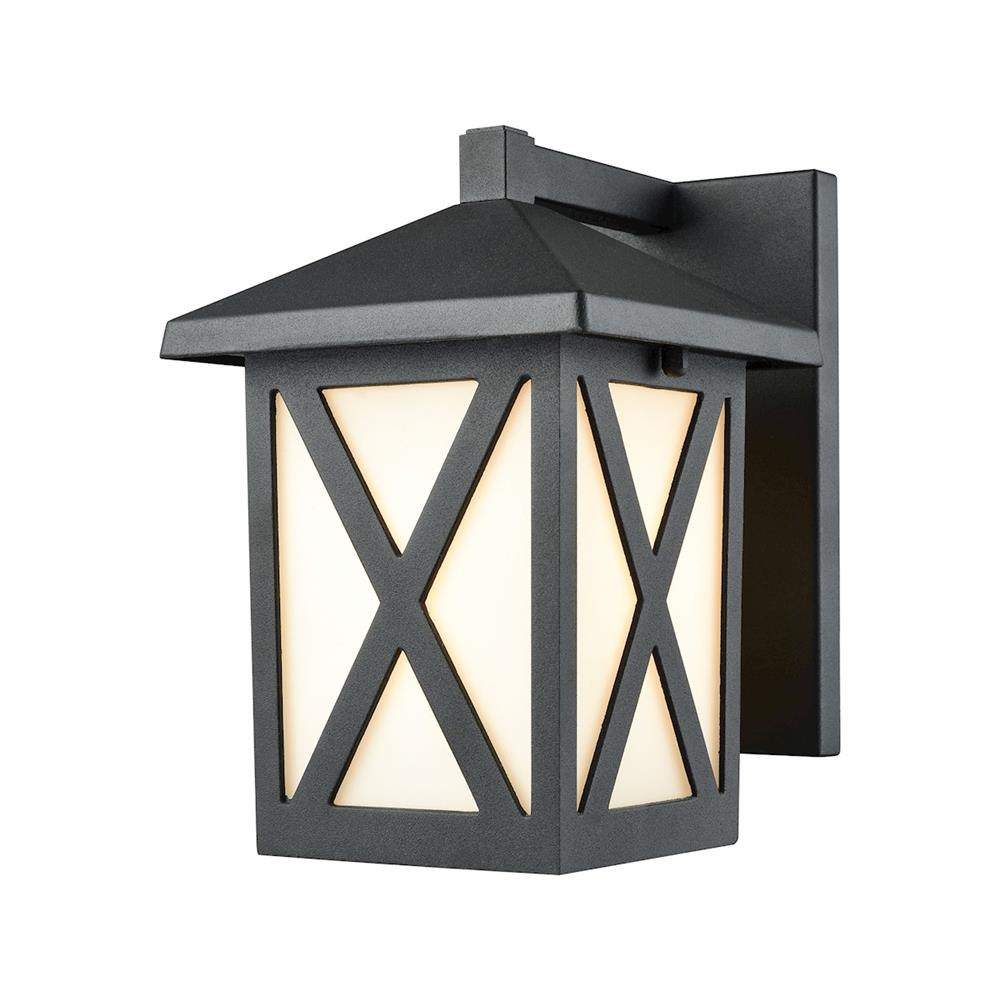 ELK Lighting 45215/1 Lawton 1 Light Outdoor Wall Sconce In Matte Black With White Glass