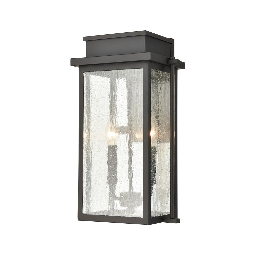 ELK Lighting 45441/2 Braddock 2-Light Outdoor Sconce in Architectural Bronze with Seedy Glass Enclosure