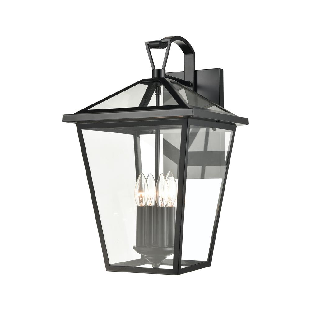 ELK Lighting 45472/4 Main Street 4-Light Outdoor Sconce in Black with Clear Glass Enclosure