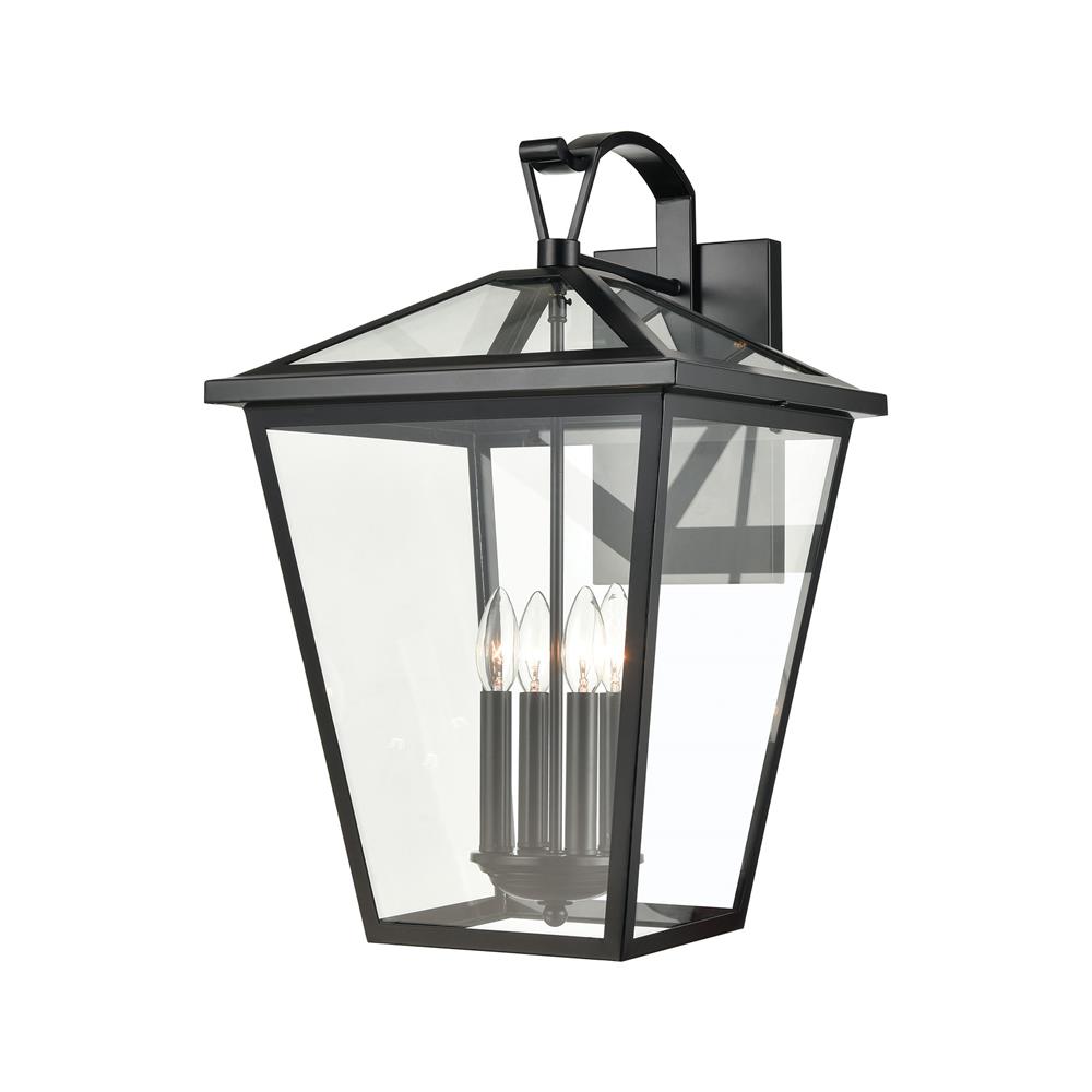 ELK Lighting 45473/4 Main Street 4-Light Outdoor Sconce in Black with Clear Glass Enclosure