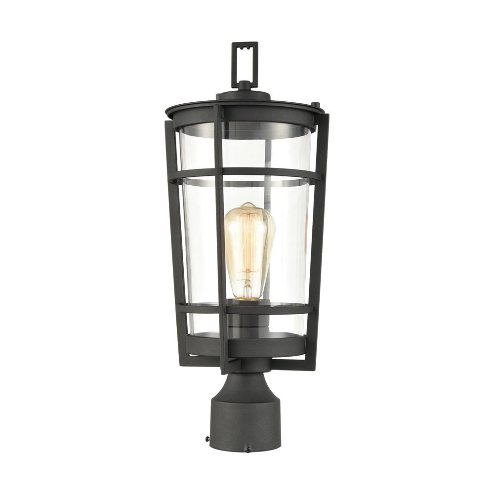 ELK Lighting 45494/1 Crofton 1-Light Outdoor Post Mount in Charcoal with Clear Glass