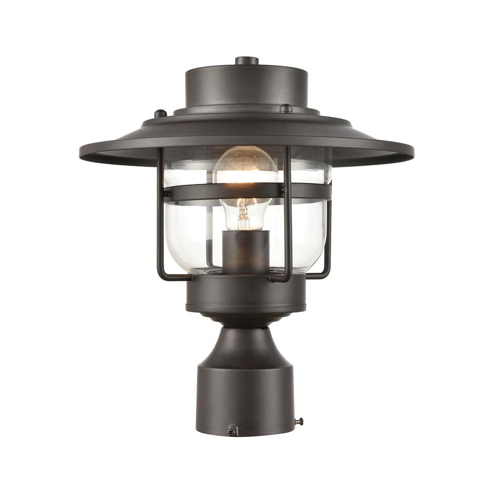 ELK Lighting 46073/1 Renninger 1-Light Outdoor Post Mount in Oil Rubbed Bronze with Clear Glass