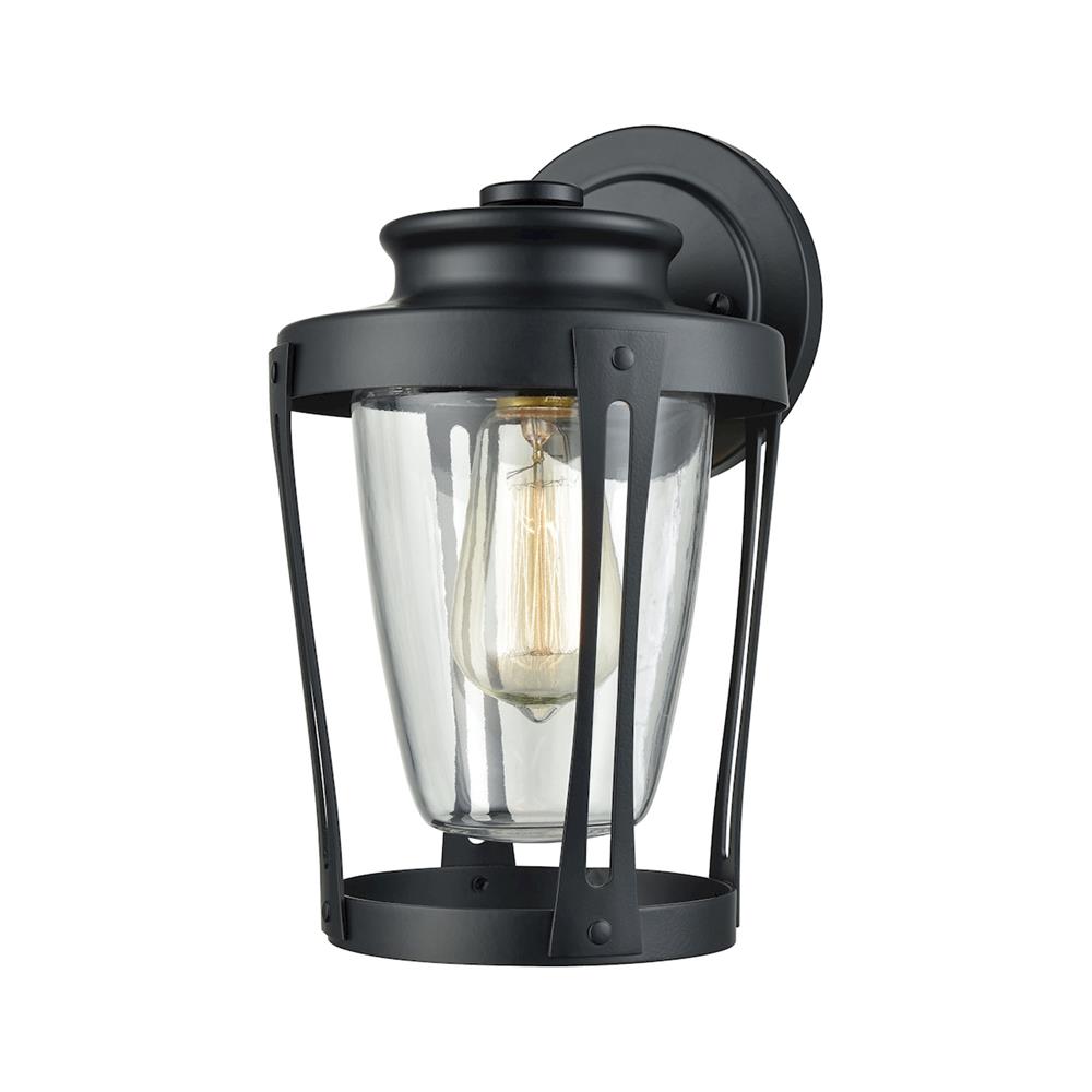 ELK Lighting 46090/1 Fullerton 1 Light Outdoor Wall Sconce In Matte Black With Clear Glass