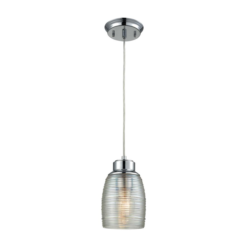 ELK Lighting 46206/1 Muncie 1 Light Pendant In Polished Chrome With Clear Spun Glass
