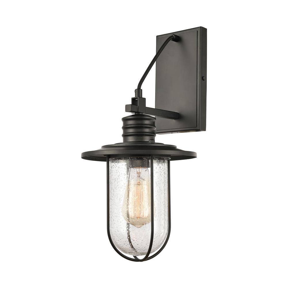 ELK Lighting 46401/1 Lakeshore Drive 1-Light Sconce in Matte Black with Seedy Glass