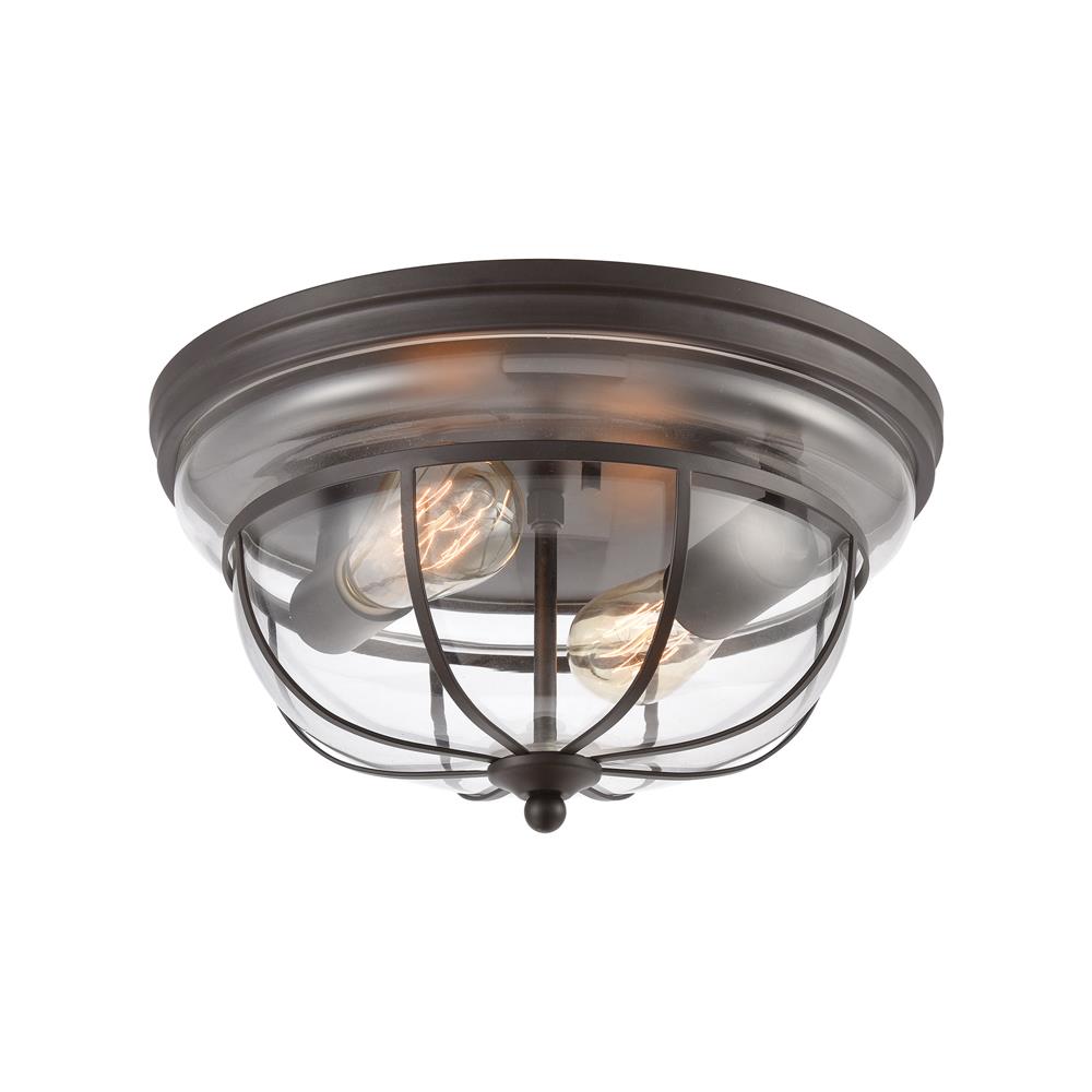 ELK Lighting 46564/2 Manhattan Boutique 2-Light Flush Mount in Oil Rubbed Bronze with Clear Glass