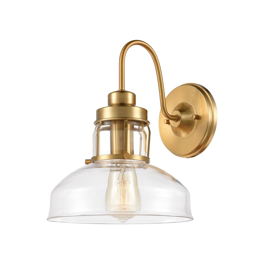 Elk Lighting 46570/1 Manhattan Boutique 1-Light Sconce in Brushed Brass with Clear Glass