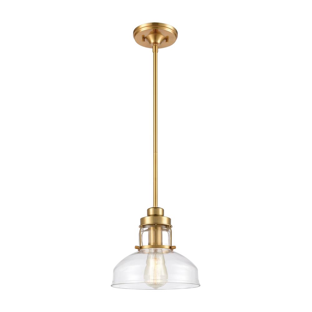 Elk Lighting 46575/1 Manhattan Boutique 1-Light Mini Pendant in Brushed Brass with Clear Glass