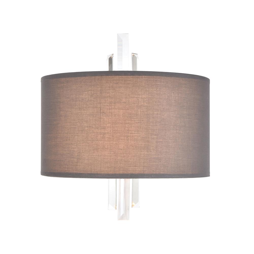 Elk Lighting 46590/2 Crystal Falls 2-Light Sconce in Satin Nickel with Graphite Fabric Shade