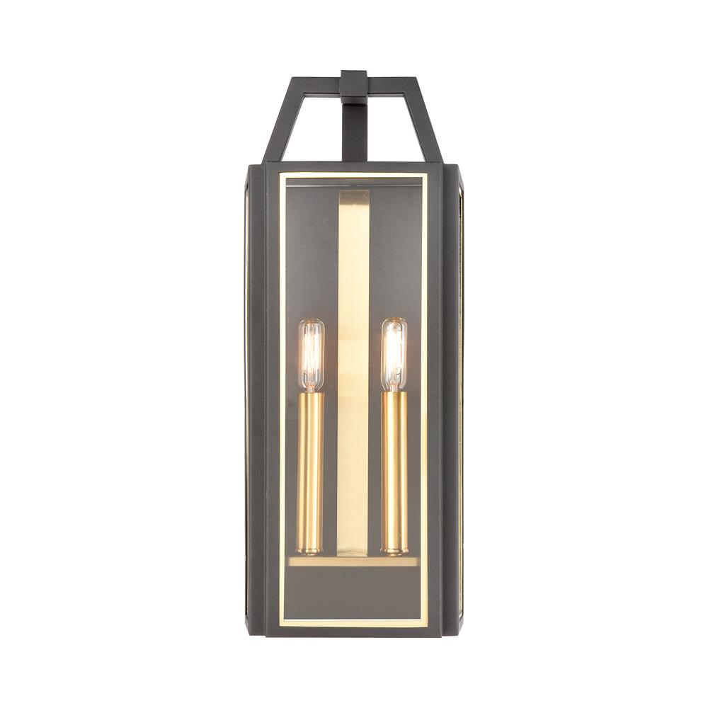 ELK Lighting 46741/2 Portico 2-Light Sconce in Charcoal with Clear Glass