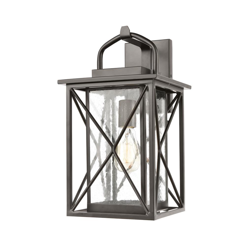 Elk Lighting 46751/1 Carriage Light 1-Light Sconce in Matte Black with Seedy Glass