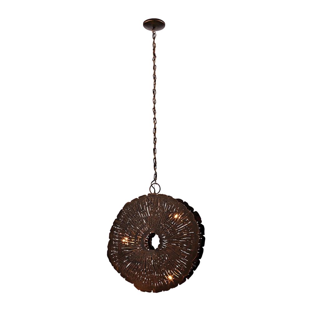 ELK Home 468-051 Organic Metal Etched Disk Chandelier in Oil Rubbed Gold