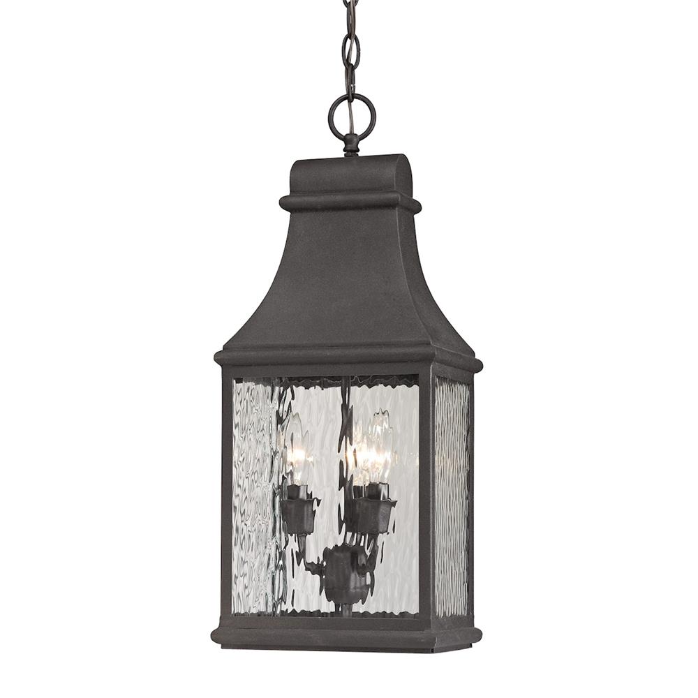 ELK Lighting 47074/3 Forged Jefferson Collection 3 light outdoor pendant in Charcoal