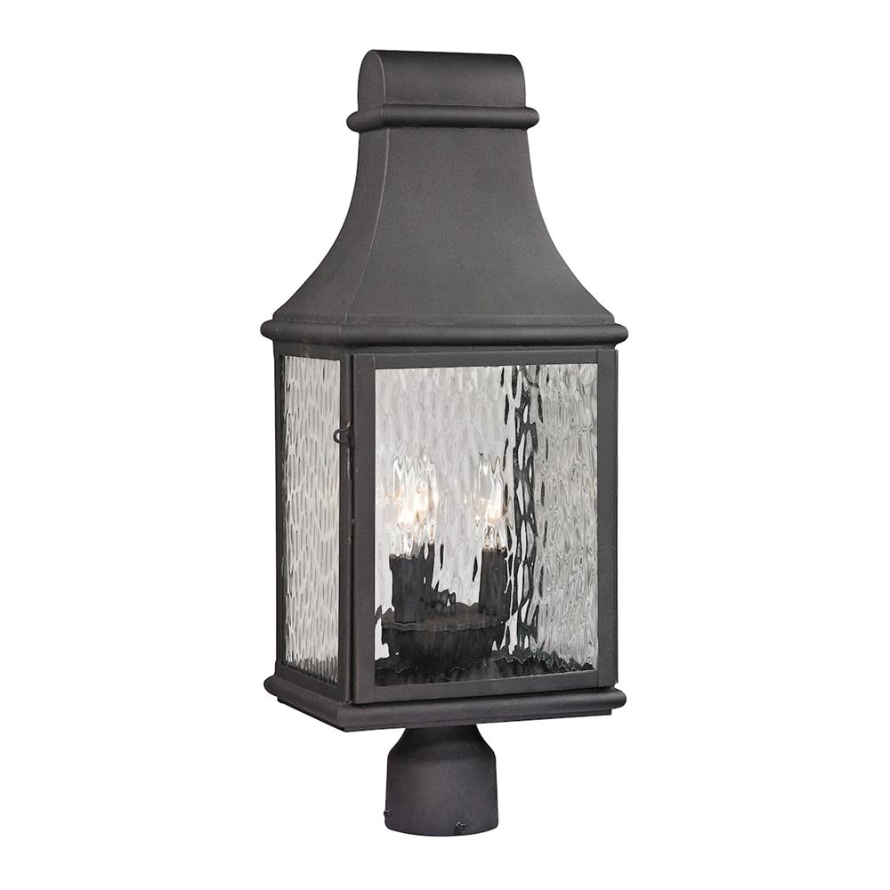 ELK Lighting 47075/3 Forged Jefferson Collection 3 light outdoor post light in Charcoal