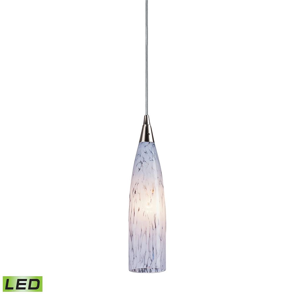 ELK Lighting 501-1SW-LED 1 Light Pendant In Satin Nickel And Snow White Glass - LED