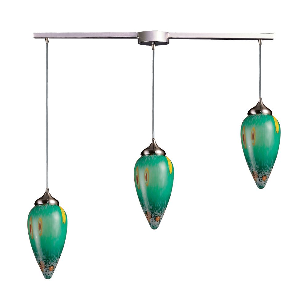 ELK Lighting 503-3L-EM Lacrima Collection 3 Light Linear Bar in Emerald Glass in Brown
